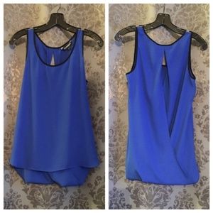 Express Tank Top Open Back Sexy Royal Blue Black Women's Small S